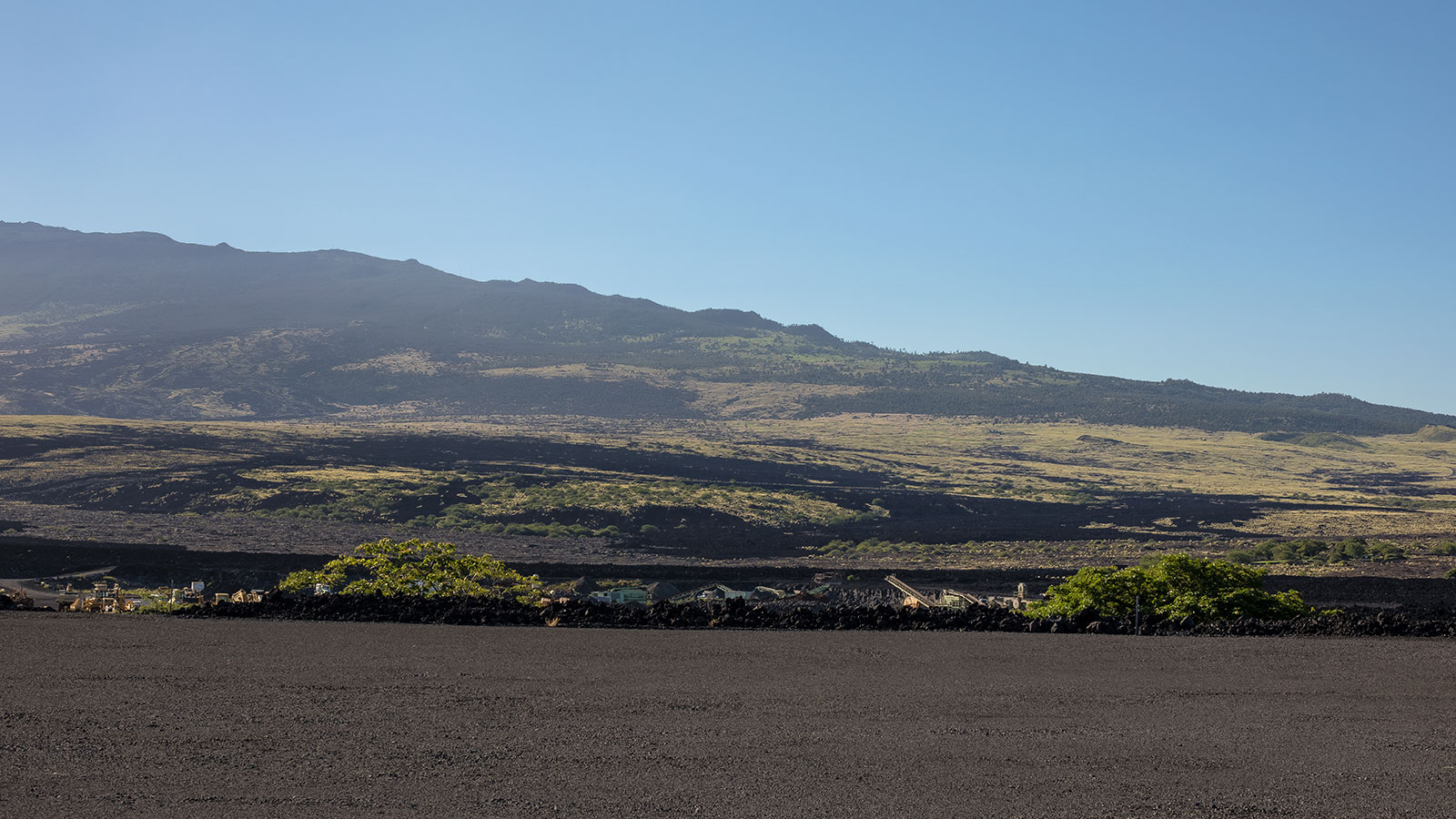Lava fields on the rugged coastline of big island Hawaii